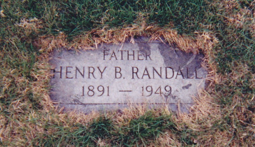 Grave stone for Henry Beaman Randall (January 5, 1891 - December 21, 1949).