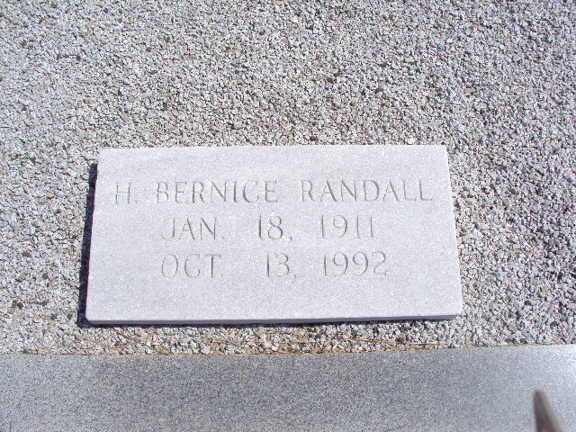 Hubert Bernice Randall (Jan. 18, 1911 - Oct. 13, 1992).