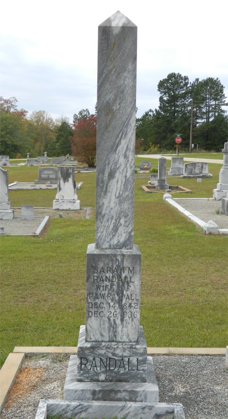 Full Tombstone for Sarah Margaret Cleveland Randall (Dec. 14, 1842 - Dec. 26, 1936)