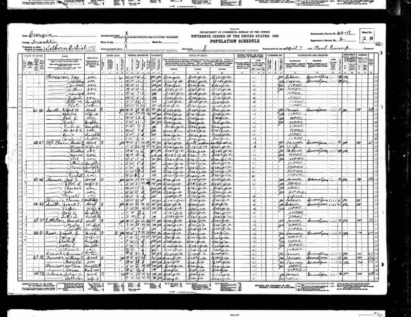 1930 United States Federal Census. Thomas Bonner McClain's family begins at line 5.
