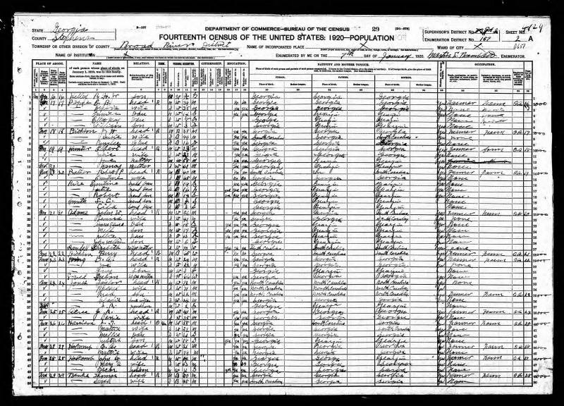 1920 U.S. Census. Elisabeth M. Randall is listed on line