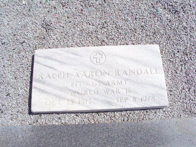 Gravestone for Ralph Aaron Randall (Oct. 28, 1912 - Sept. 08, 1978).
