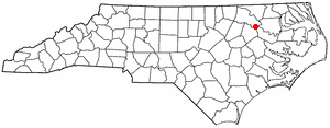 Map depicting the location of Hobgood, NC.