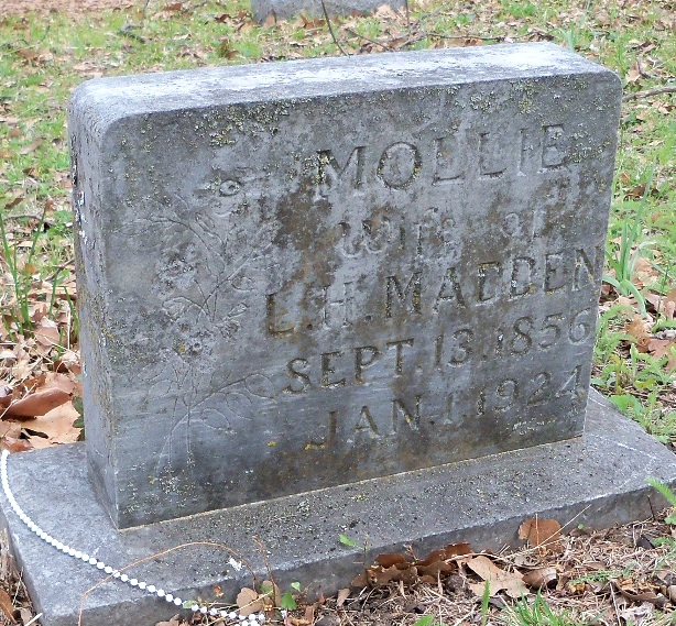 Inscribed: "Mollie - Wife of L.H. Madden. Sept. 13, 1856. Jan. 1, 1924."