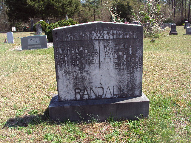 Tombstone for Thomas Watson Randall (September 22, 1863 - April 30, 1926) & Rutha Ella (Farmer) Randall (June 24, 1868 - June 7, 1938)