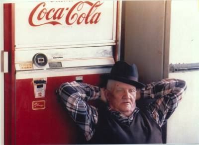 Walter Baxter "Dub" Randall at Roy Hamby's Service Station - Circa 1982 (approx. 70 years old). Known to his grandchildren as “Daddy Dub”, he had a fondness for both Coca-Cola and wearing a fedora.