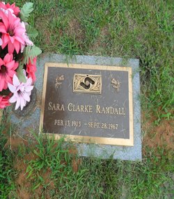 Gracestone for Sara Ann Clarke Randall (Feb. 13, 1915 - Sept. 28, 1967).