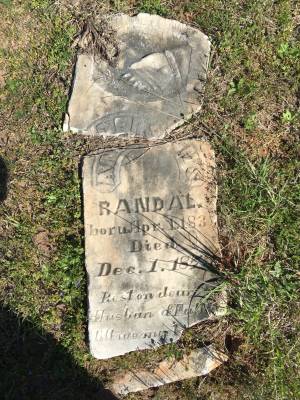 Original Grave stone for Anderson Smith Randal (April 1, 1833 - December 1, 1875).