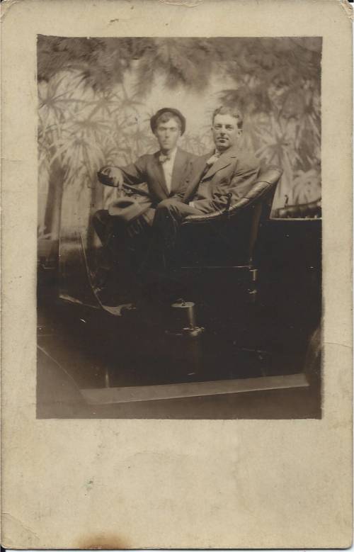 Clarence Richard Randall (left) with his friend, Will Clarke (right). Circa 1910.