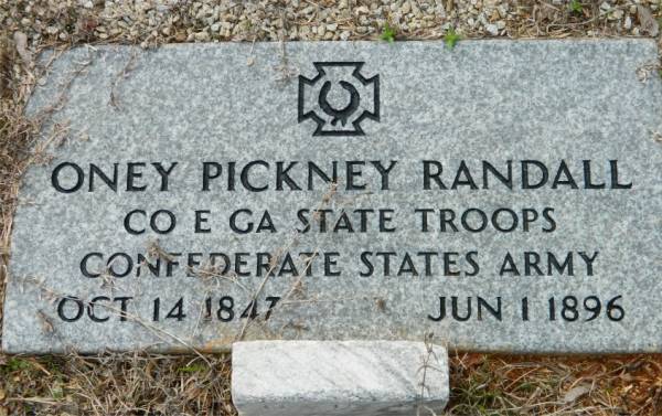 Grave marker for Oney Pickney Randall