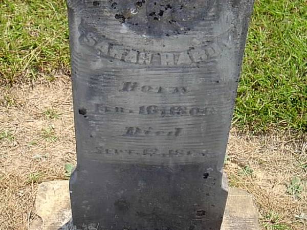 Inscribed: Sarah Hardy, Born Feb. 16, 1806, Died Sept. 12, 1864