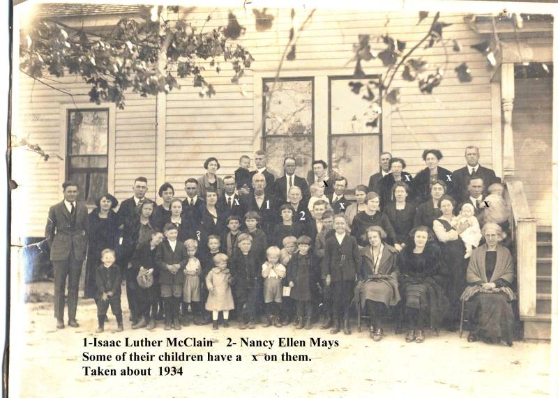 Isaac Luther and Nancy McClain Family Reunion (date unknown, but circa 1920).