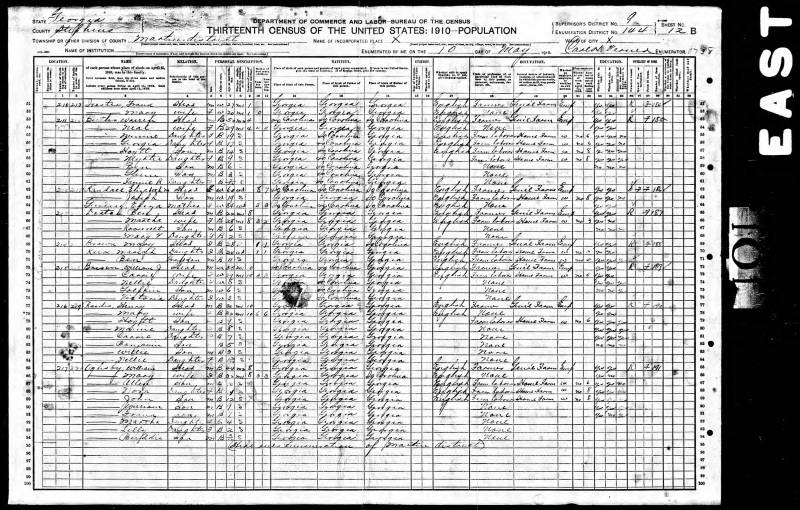 1910 U.S. Census. Elisabeth M. Randall's family begins on line 62.