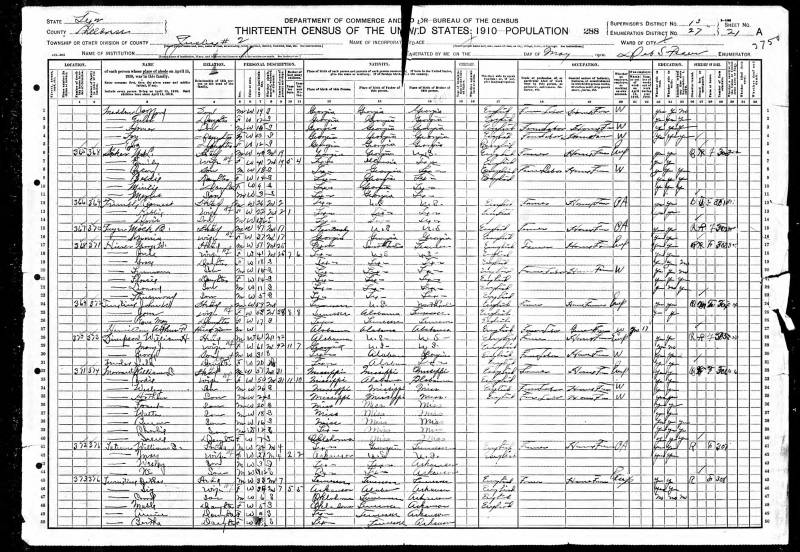 1910 U.S. Census. Labourn Hamilton Madden's family continues at line 1.