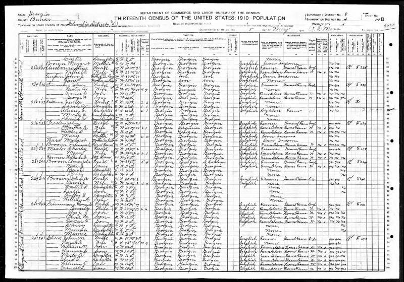 1910 U.S. Census. John Simmon's family begins on line 85.