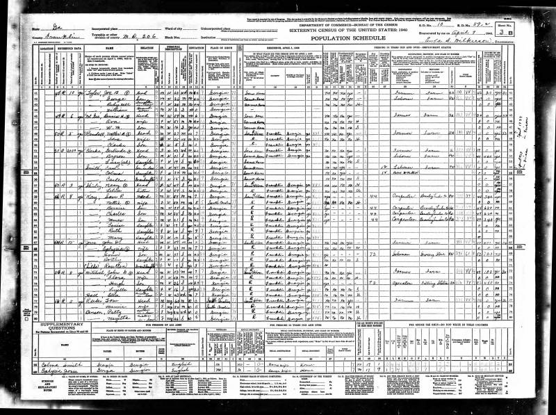 1940 United States Federal Census. Gertrude Randall Clarke's family begins on line No. 51 (immediately below her brother, Walter Baxter Randall - who lived across the street from her).
