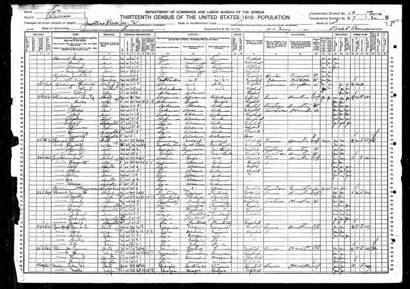 1910 U.S. Census. Labourn Hamilton Madden's family begins at line 99.