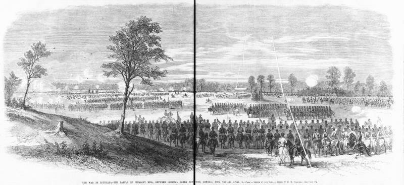 Battle of Pleasant Hill by C. E. H. Bonwell — as illustrated in Frank Leslie's Weekly, May 14, 1864.