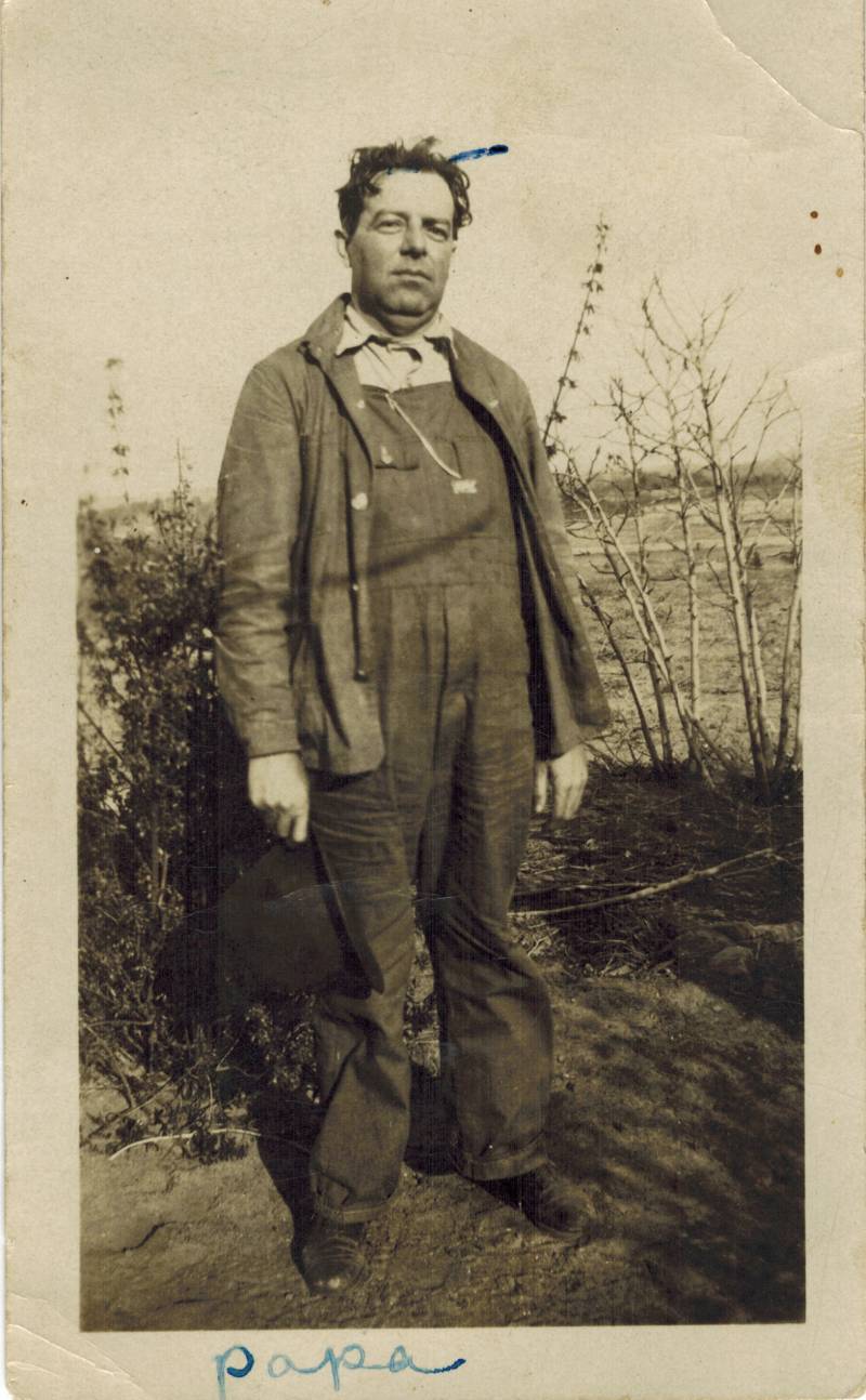 William Farmer Clarke on his farm (Age: probably late 30s - early 40s). Year unknown. As the inscription at the bottom of the photo indicates, he was known to his children as "Papa".