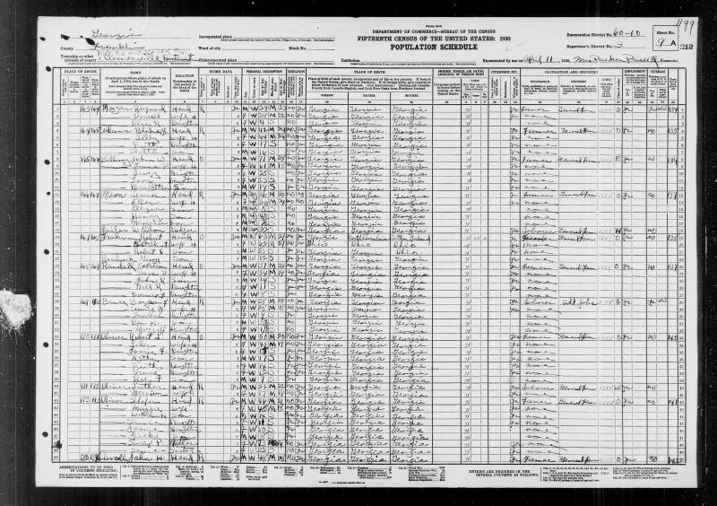 1930 U.S. Census. Napoleon C. Randall's family beings on line 23.