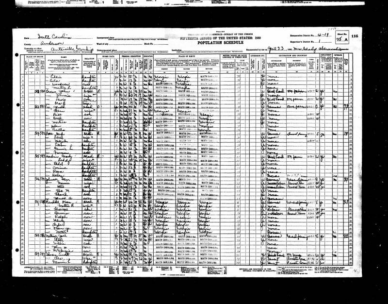 1930 United States Federal Census. King Oran Randall's family begins on line 34.