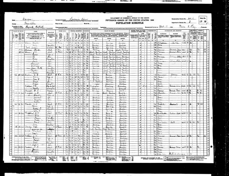 1930 U.S. Census. Ira Robert Randall's family begins on line 97.
