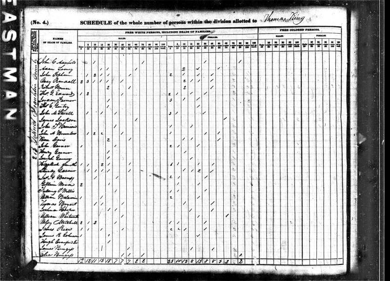 1840 United States Federal Census, “Oney Randall” (two “L”s – was probably a misunderstanding by the Census taker) appears on the 4th line from the top.