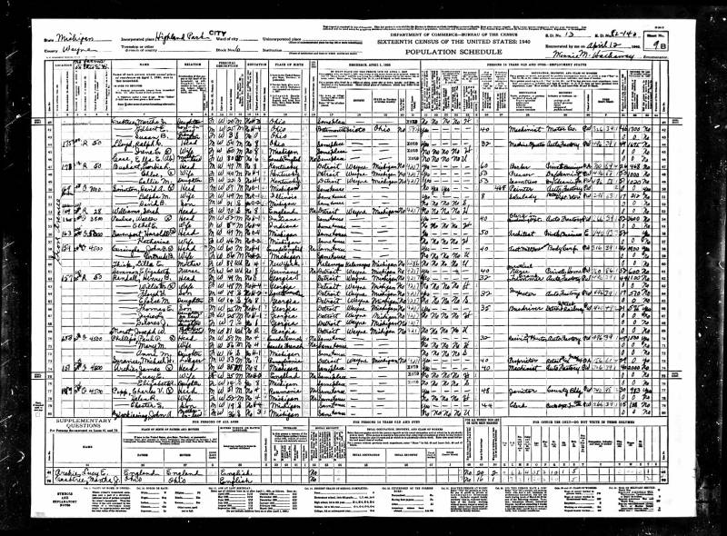 1940 U.S. Census. H.B. Randall's family begins on line 62.
