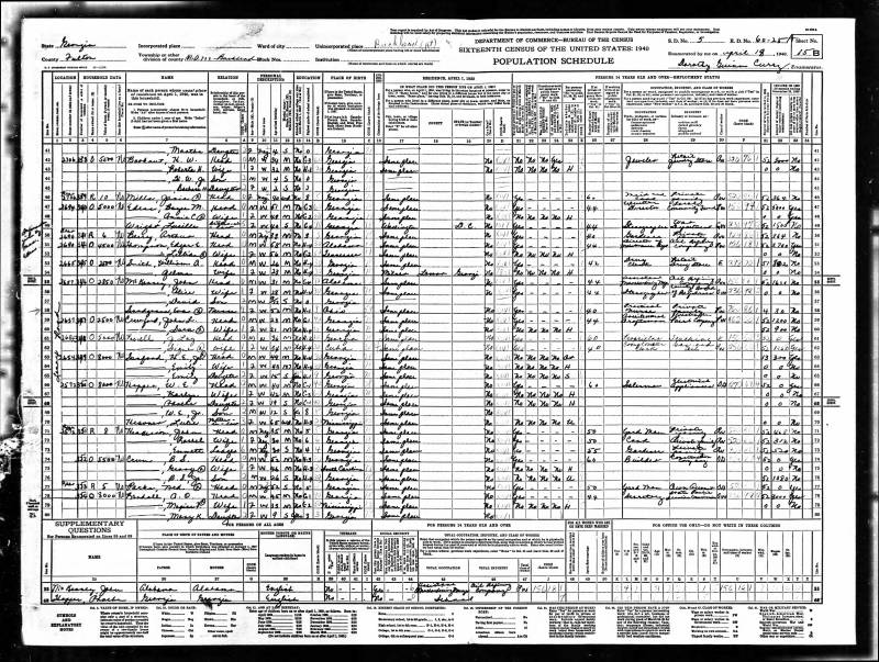 1940 US Census. Artry Otis Randall's family begins on line 78.