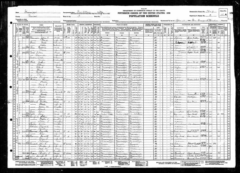 1930 U.S. Census. John Robert Randall's family begins on line 44.