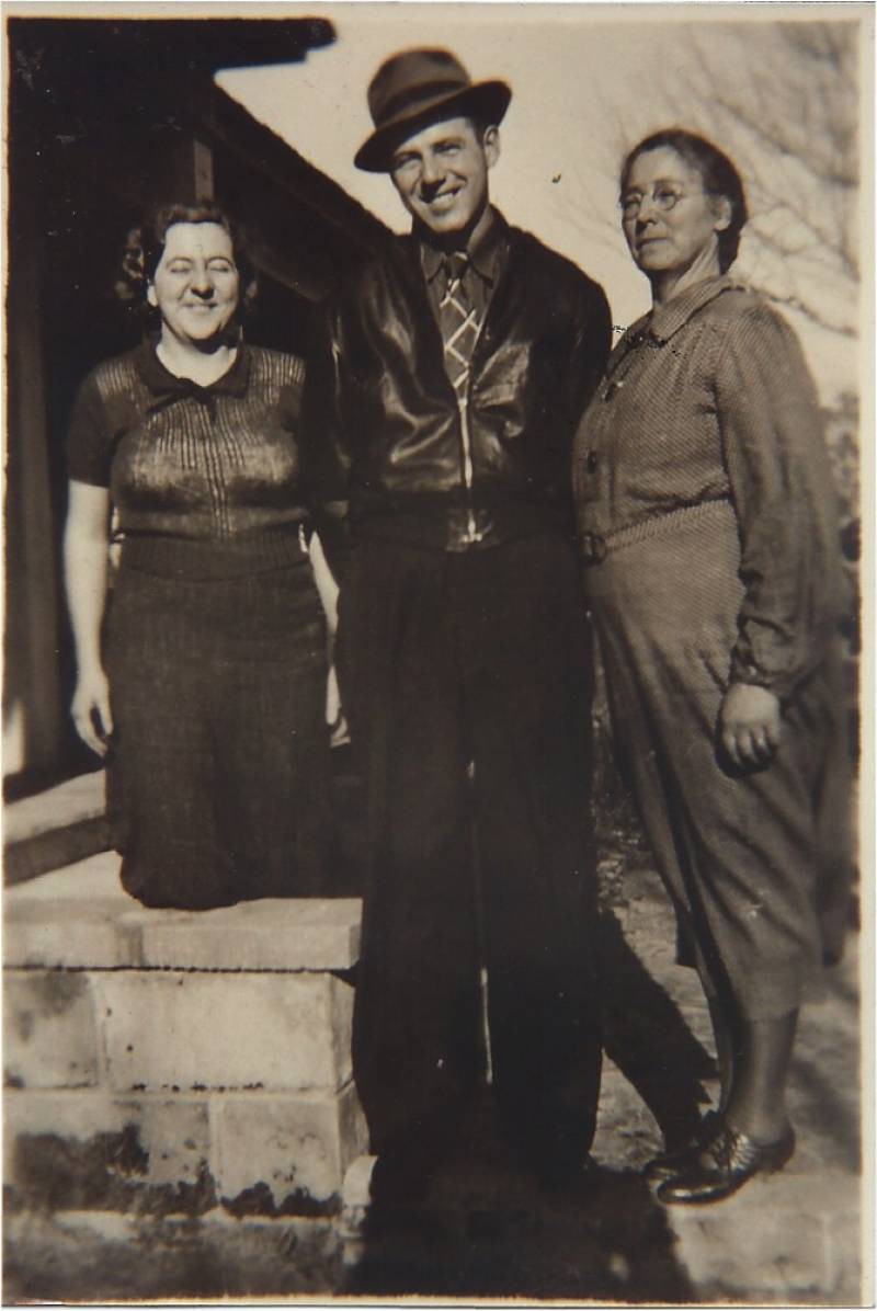 Sara Clarke Randall (age 20), Byron Hudson Clarke (age 26) & Gertrude Clarke (age 49). December, 1935.
